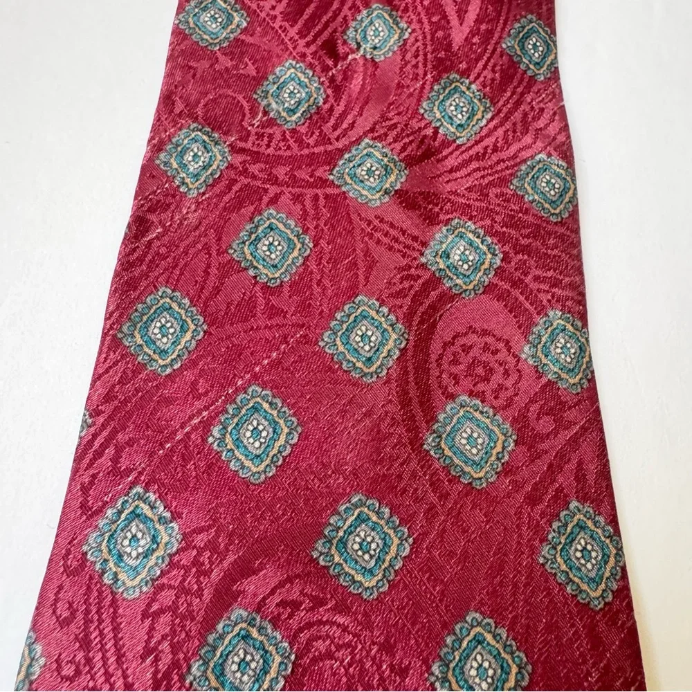Vintage Christian Dior Monsieur Red Paisley Medallion Tipped Necktie 58” READ